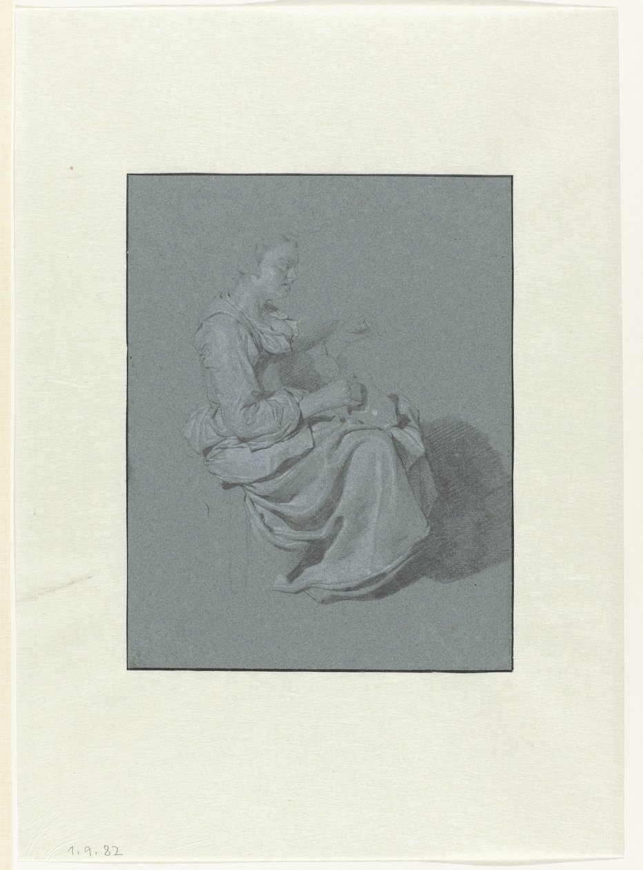 Siedząca kobieta, z profilu po prawej, z dzbanem w prawej ręce autorstwa Cornelis Pietersz. Bega