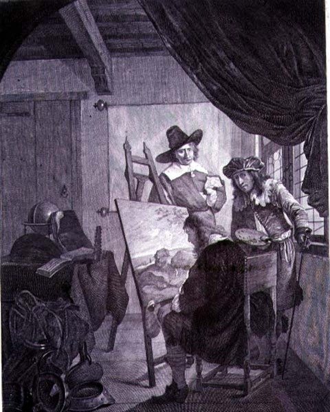 Patron i malarz, według XVII-wiecznego obrazu Cornelisa Begi, XVIII w. autorstwa Cornelis Pietersz Bega