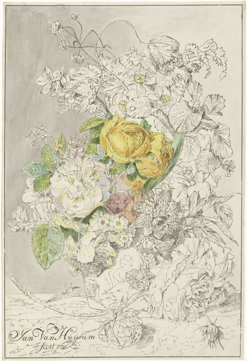 kompozycja kwiatowa autorstwa Cornelis Ploos van Amstel (signed by artist)