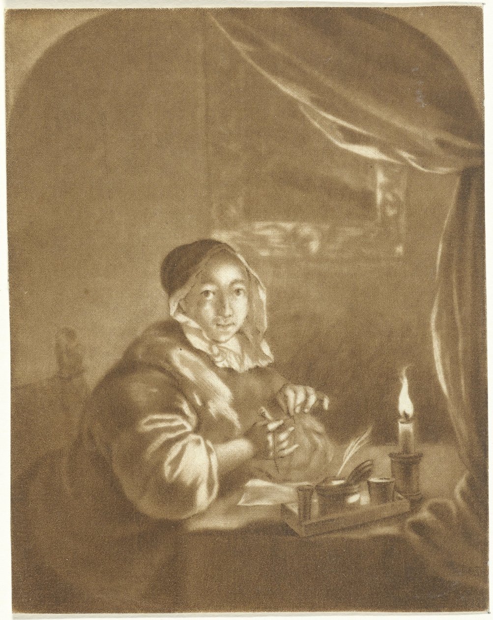 Pani przy świecach autorstwa Cornelis Ploos van Amstel (signed by artist)