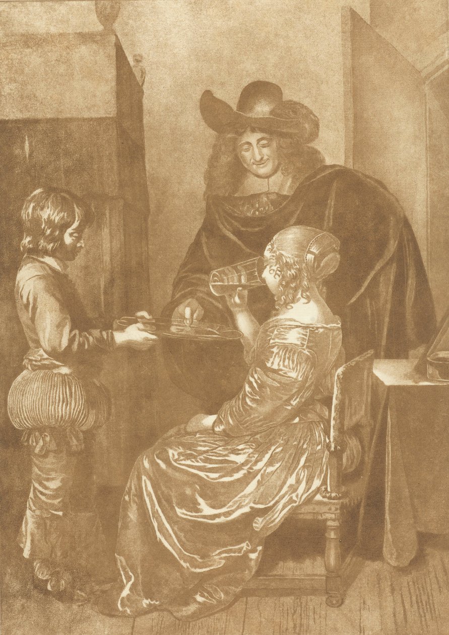 Pan i pani ze stronicą autorstwa Cornelis Ploos van Amstel (signed by artist)