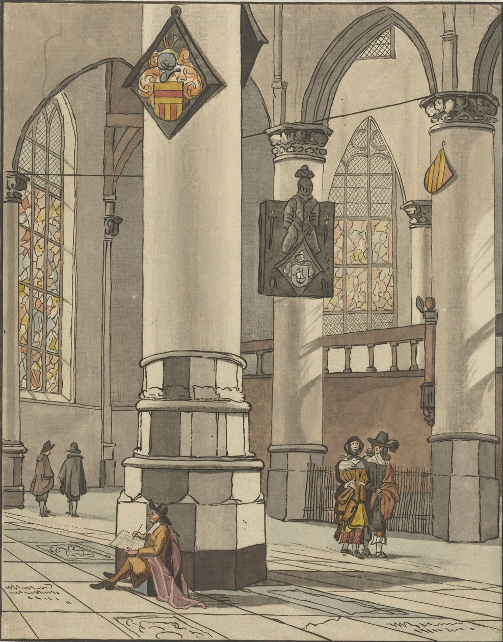 Kerkinterieur autorstwa Cornelis Ploos van Amstel (signed by artist)