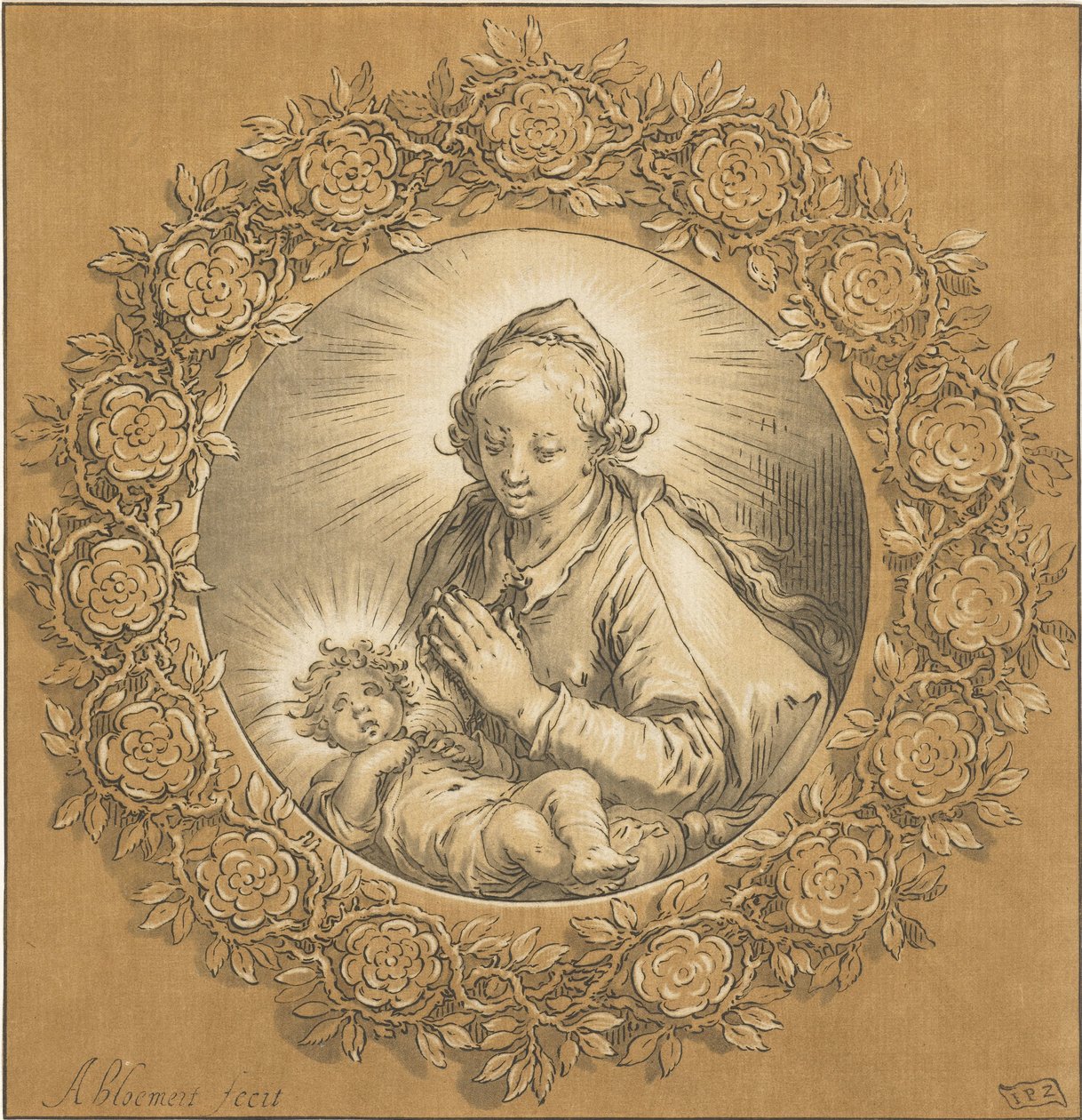 Maryja z Dzieciątkiem Jezus Maryja Panna i Dzieciątko Jezus autorstwa Cornelis Ploos van Amstel (signed by artist)