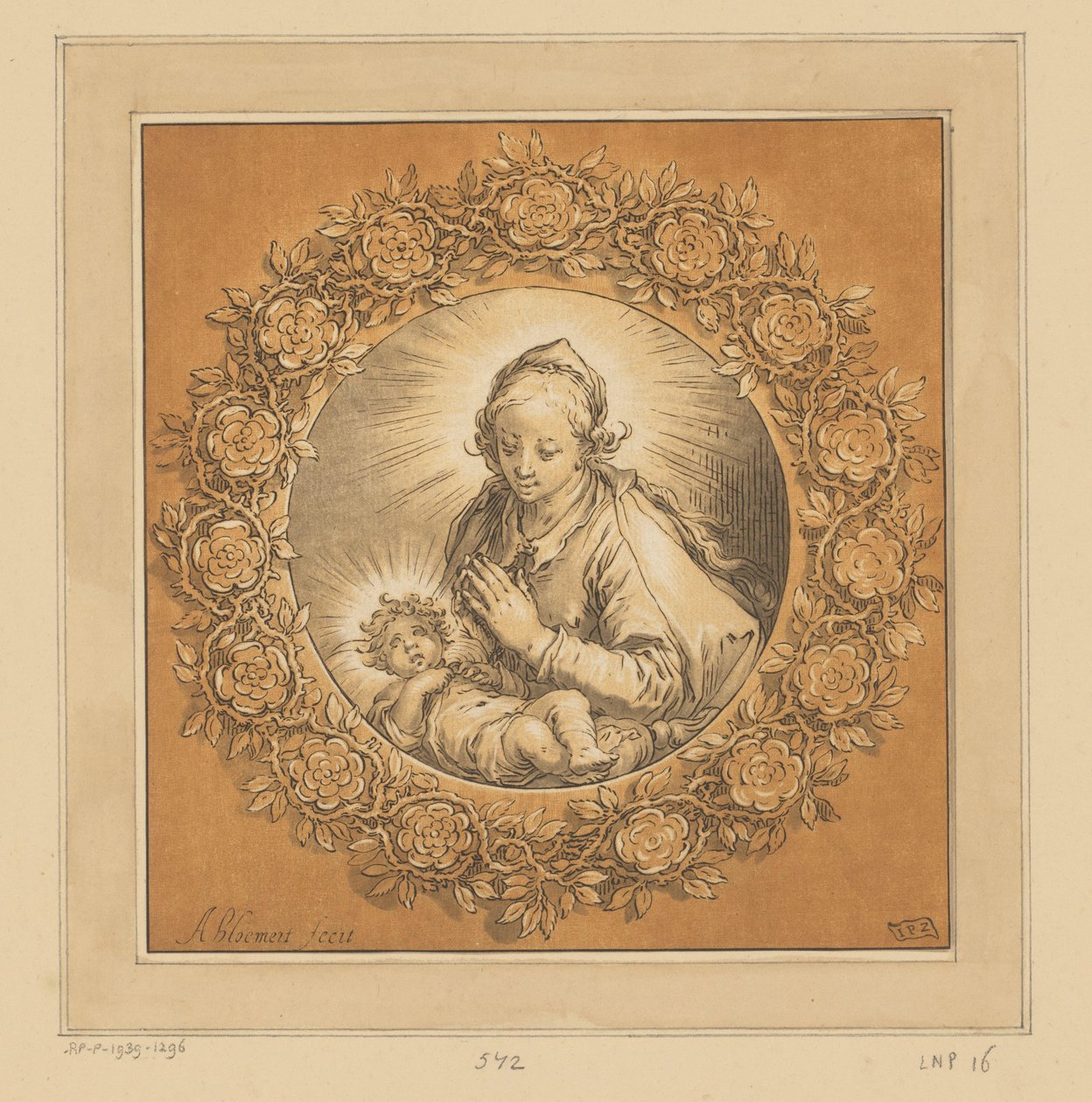 Maryja z dzieckiem Chrystusa autorstwa Cornelis Ploos van Amstel (signed by artist)