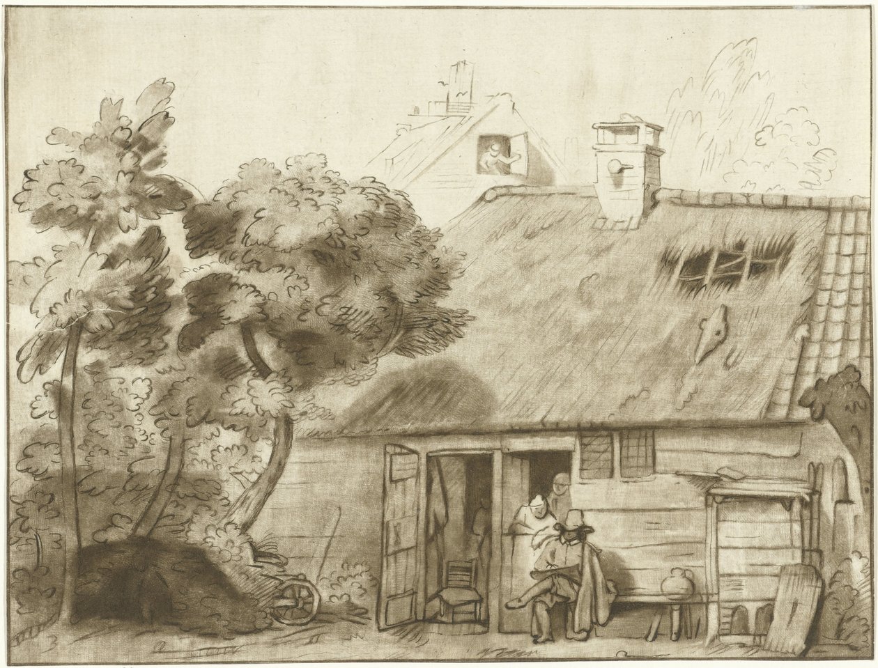 Rysownik dla farmy autorstwa Cornelis Ploos van Amstel (signed by artist)