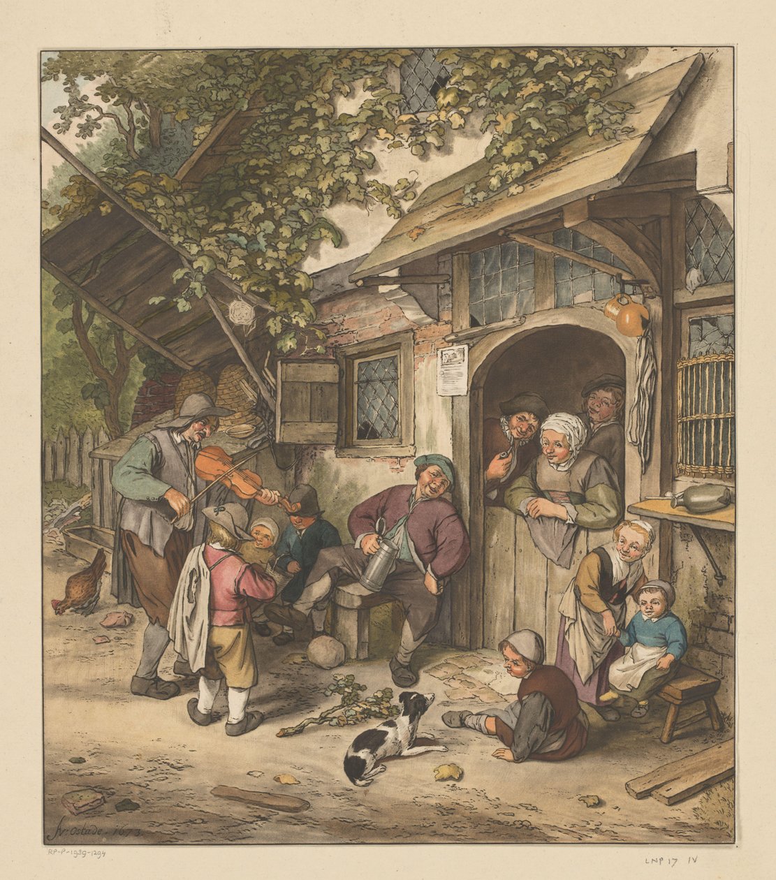 Skrzypek przed karczmą autorstwa Cornelis Ploos van Amstel (signed by artist)