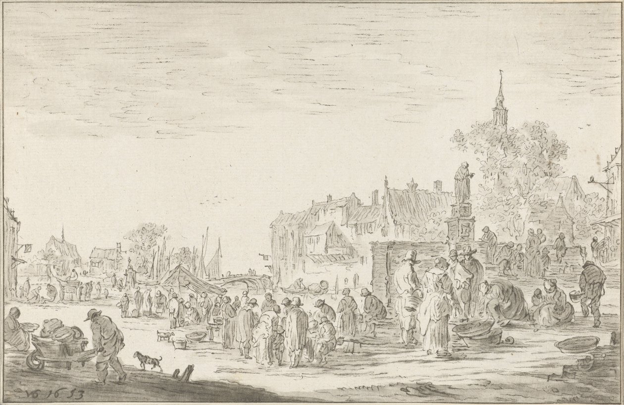 Targ Rybny autorstwa Cornelis Ploos van Amstel (signed by artist)