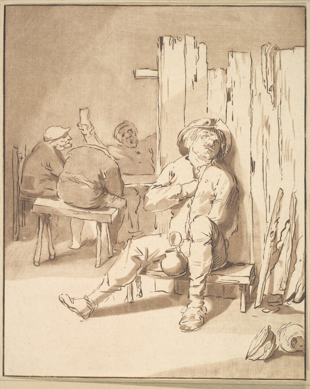 Pijany rolnik w karczmie, 1775. autorstwa Cornelis Ploos van Amstel