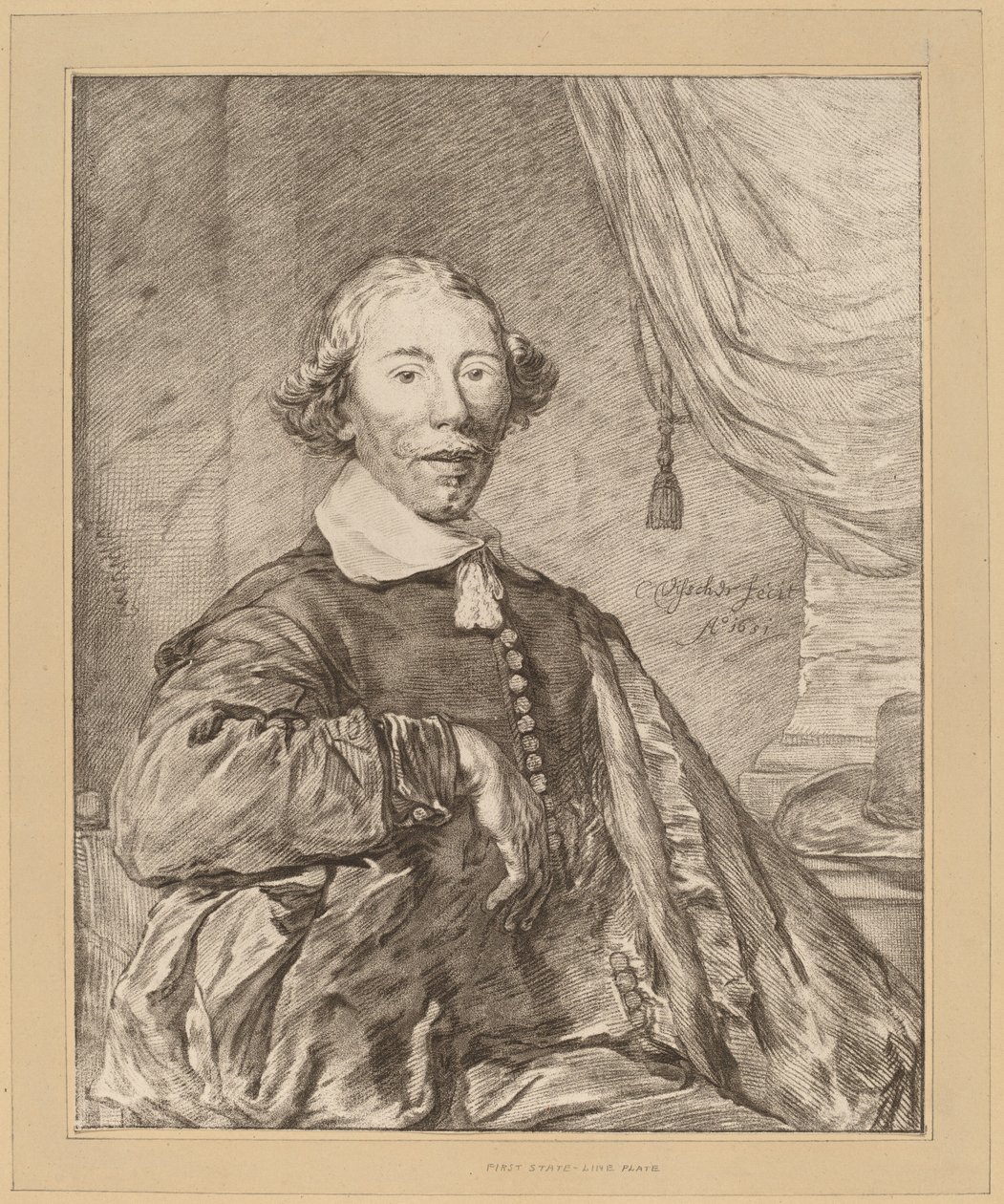 Portret siedzącego mężczyzny autorstwa Cornelis Ploos van Amstel