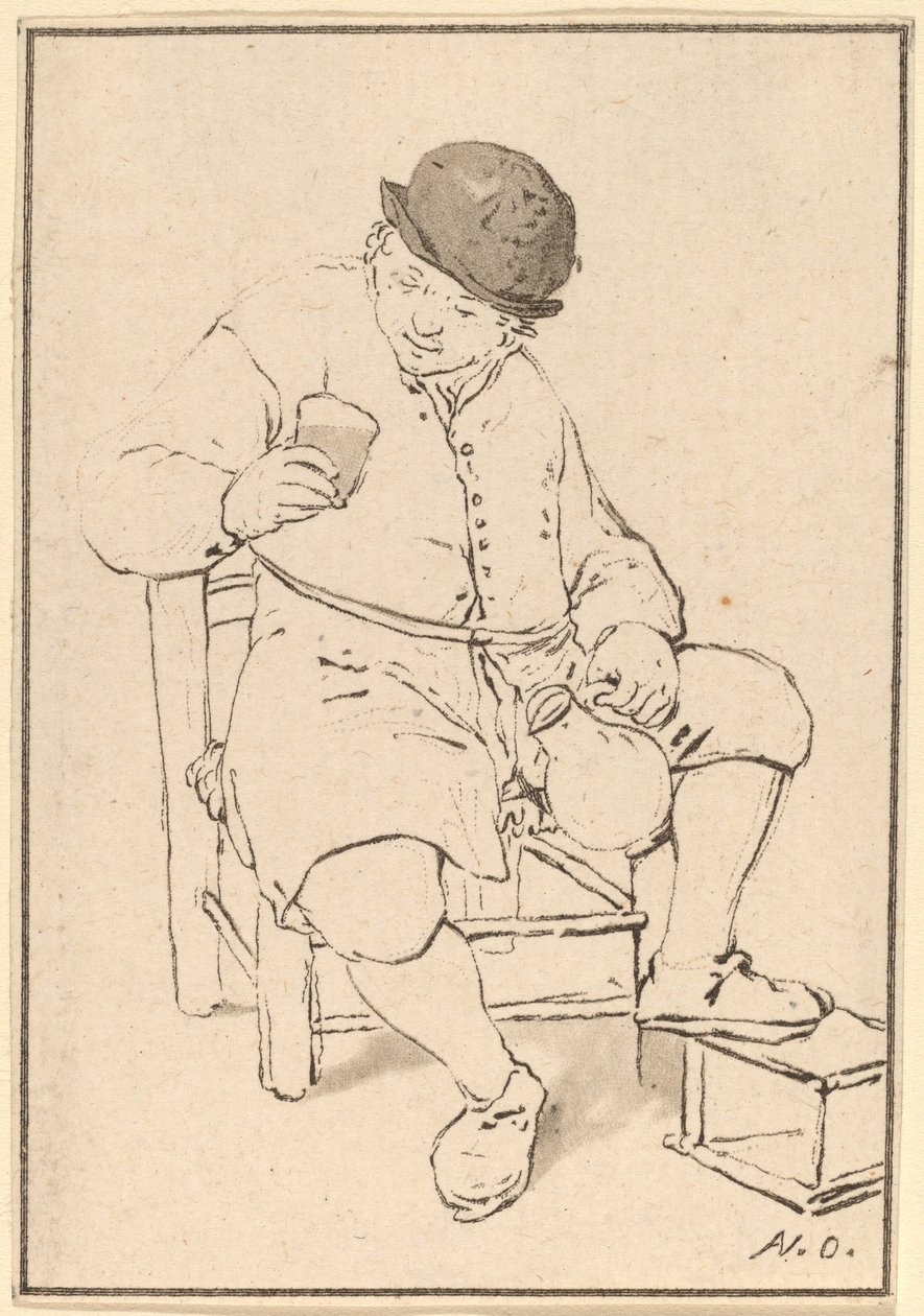 Siedzący chłop z dzbanem, ok. 1763. autorstwa Cornelis Ploos van Amstel