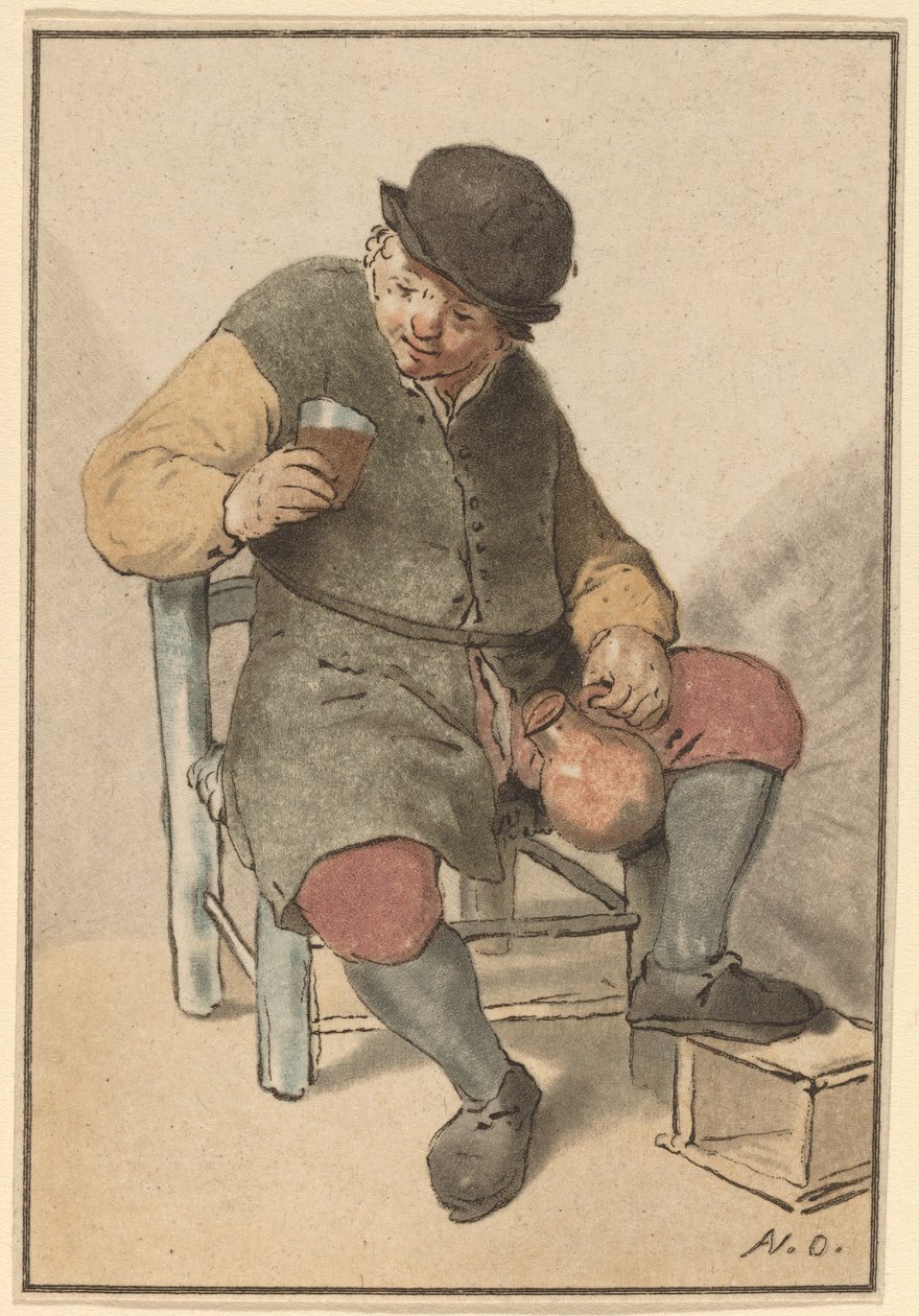 Siedzący chłop z dzbanem, ok. 1763. autorstwa Cornelis Ploos van Amstel