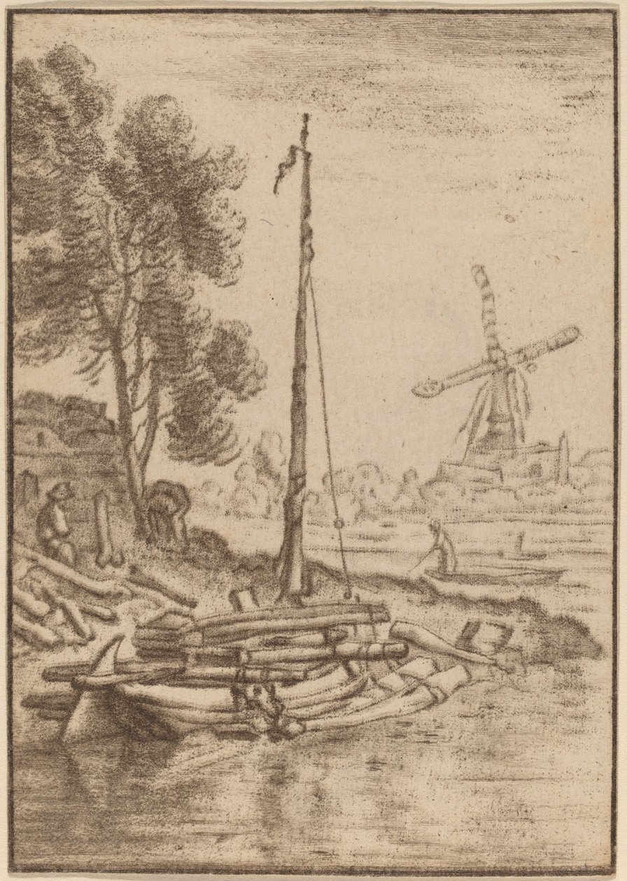 kręta rzeka autorstwa Cornelis Ploos van Amstel after Herman Saftleven