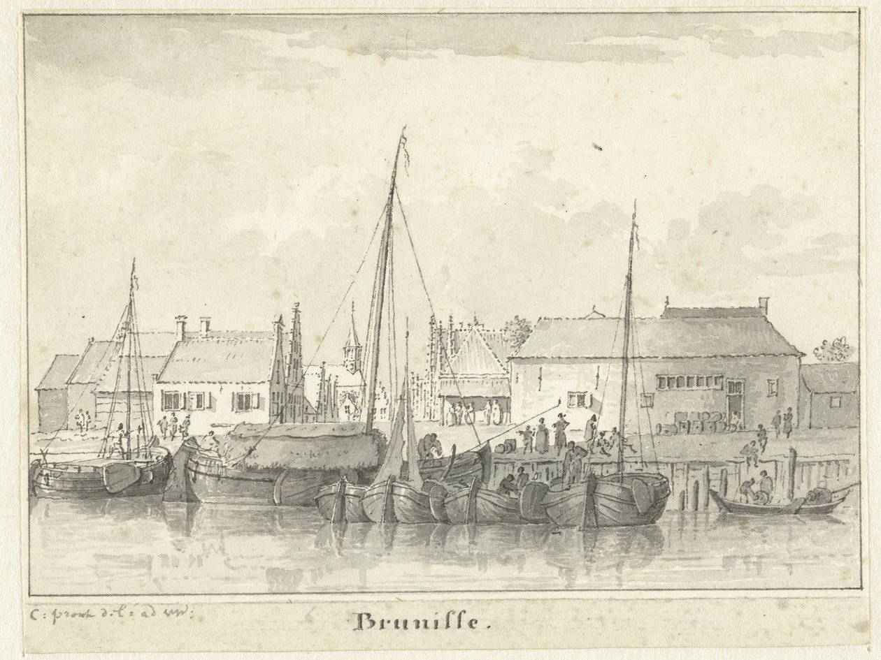 Widok na port Bruinisse autorstwa Cornelis Pronk