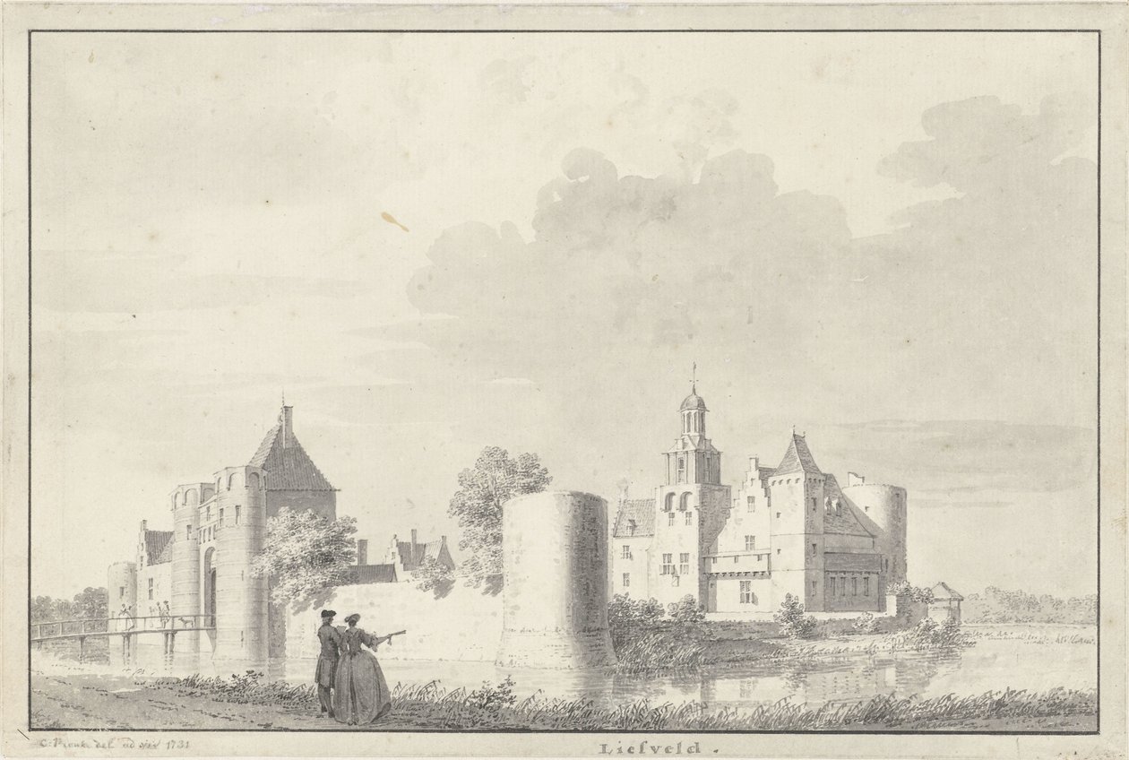 Zamek Liesveld w pobliżu Groot-Ammers w Alblasserwaard autorstwa Cornelis Pronk