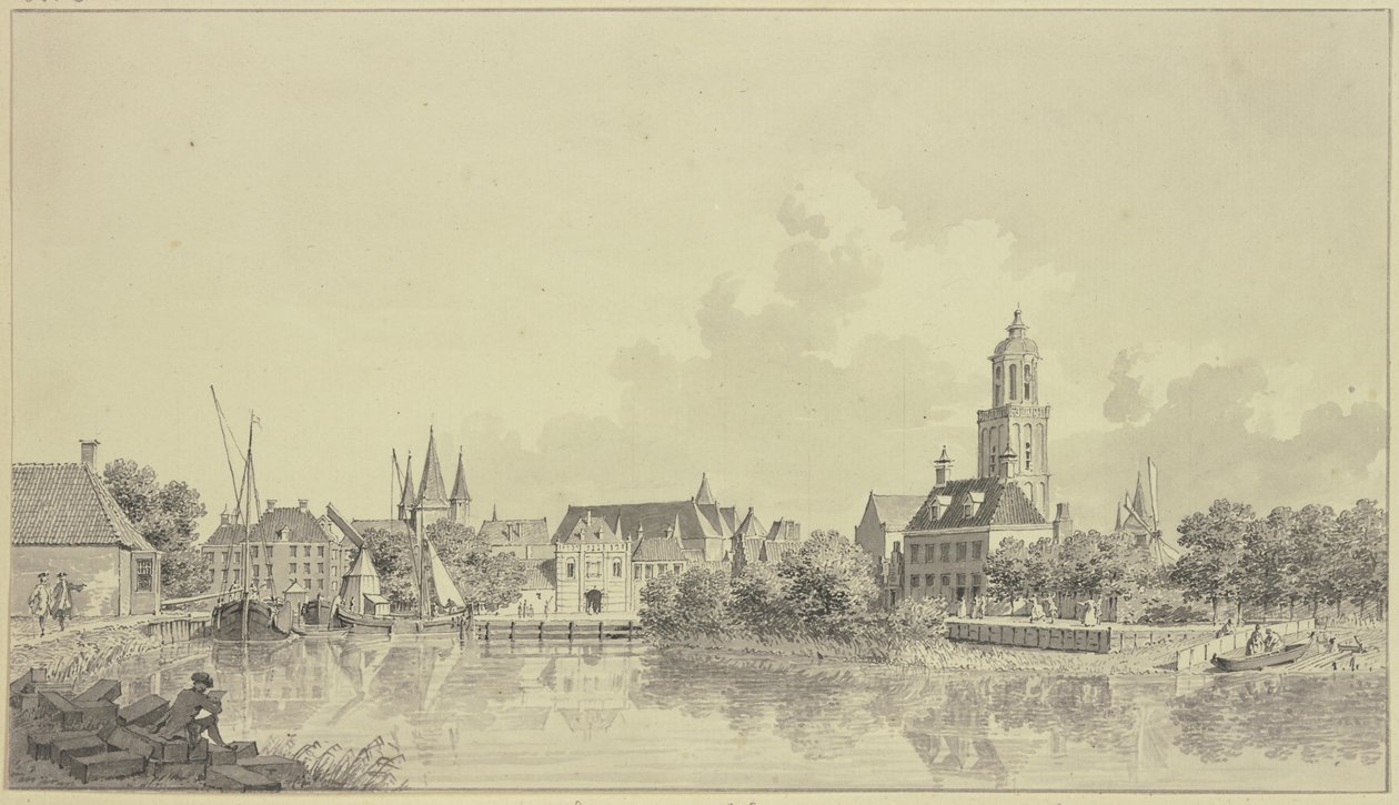 Widok na port w Zwolle autorstwa Cornelis Pronk