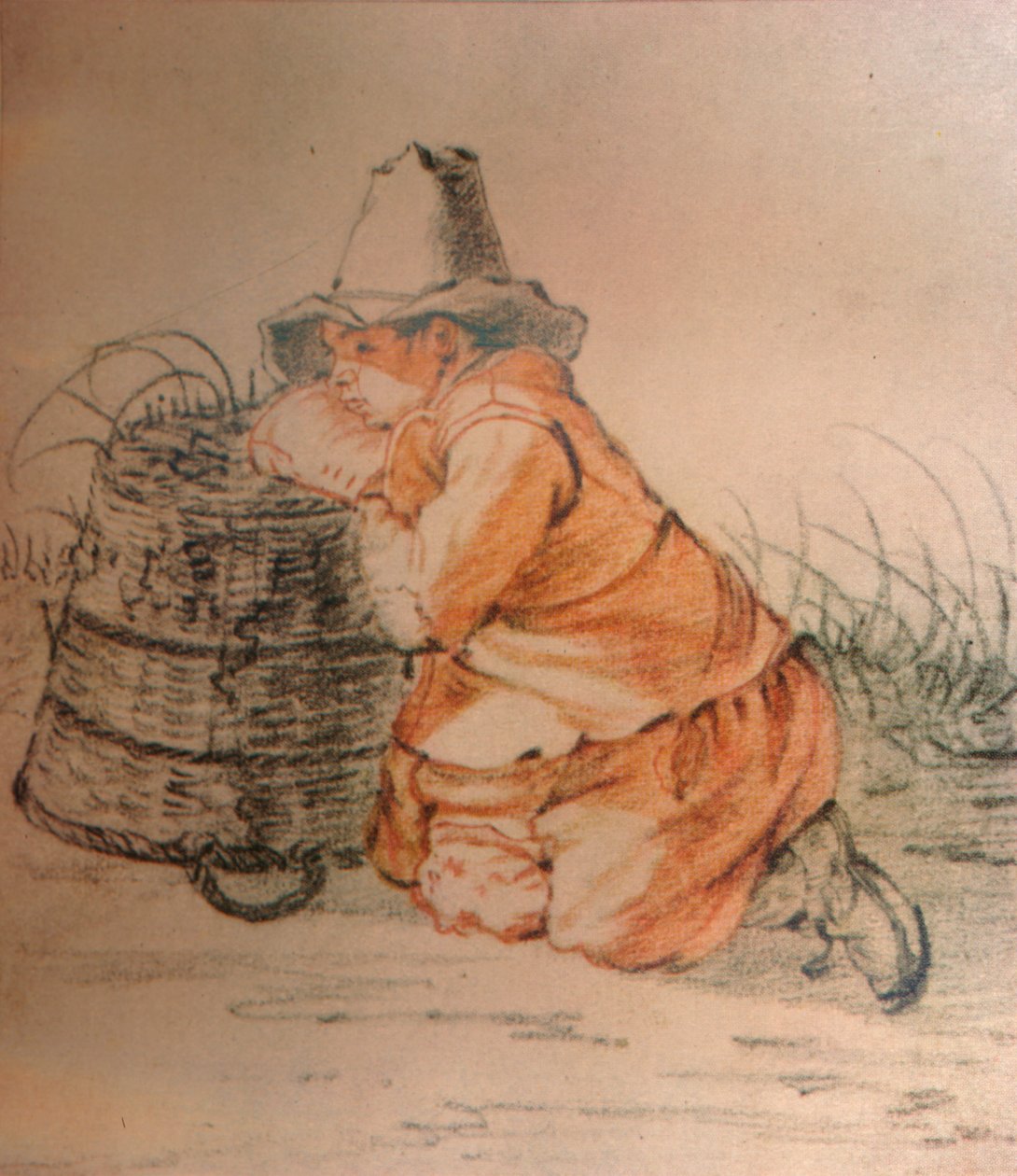 Chłopiec odpoczywający na koszu, XVII w., 1929 autorstwa Cornelis Saftleven