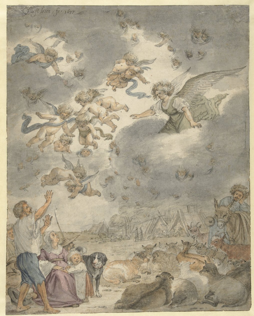 Zwiastowanie pasterzom autorstwa Cornelis Saftleven