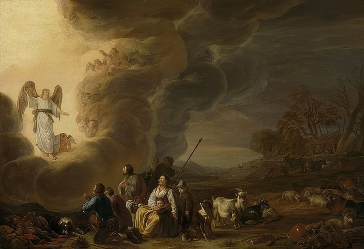 Zwiastowanie pasterzom. 1630-50 autorstwa Cornelis Saftleven