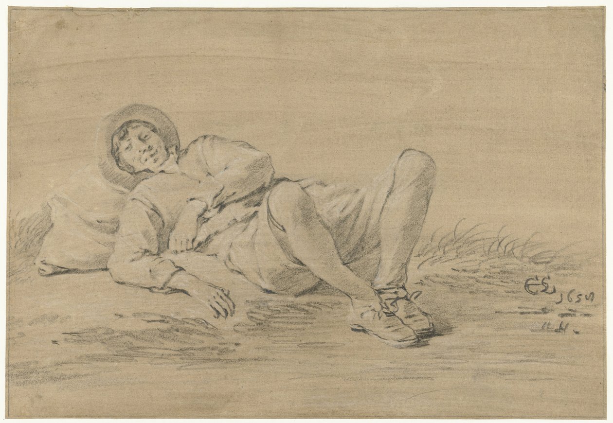Leżący młody człowiek autorstwa Cornelis Saftleven
