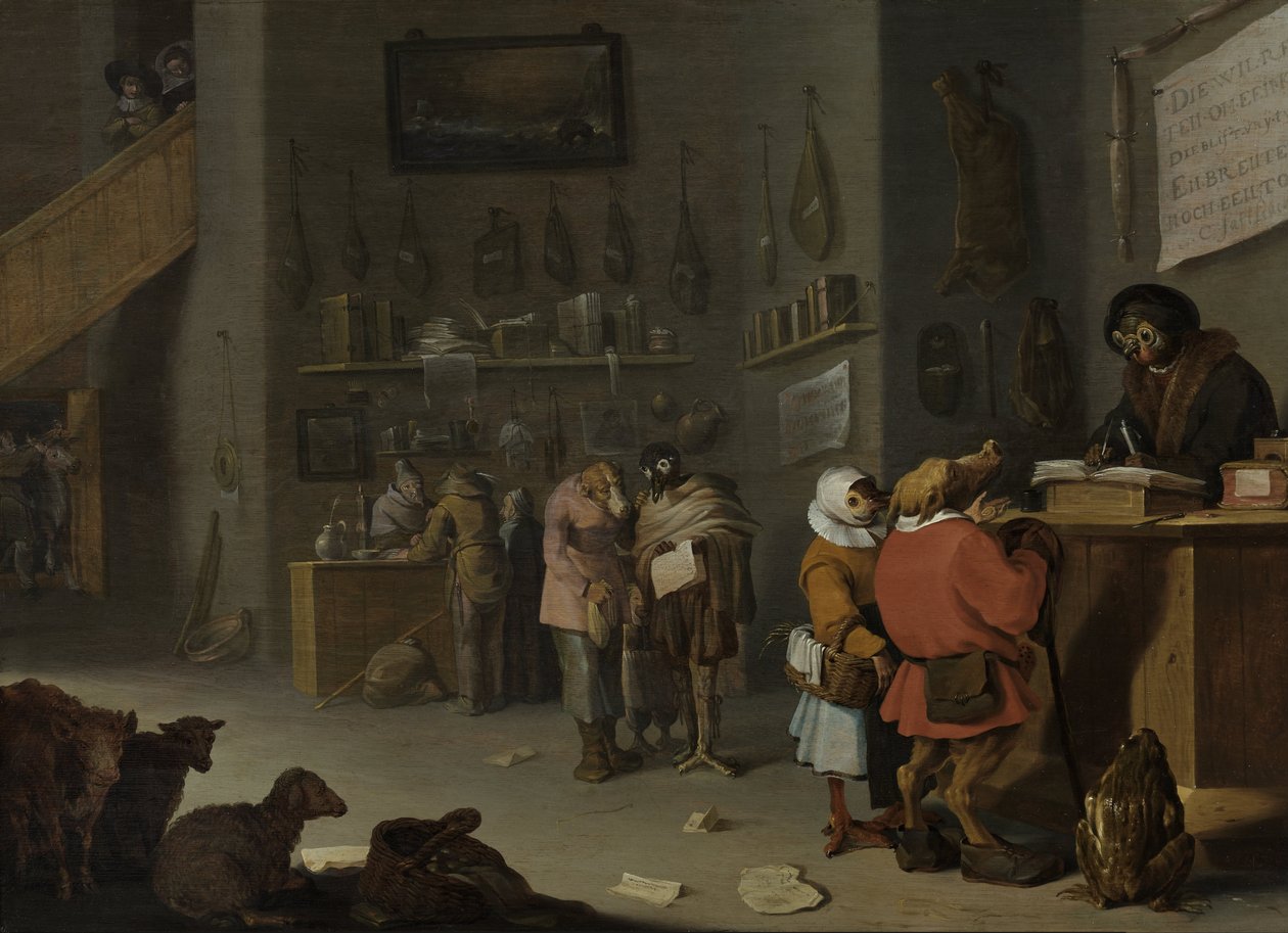 Satyra na procesujących się chłopów autorstwa Cornelis Saftleven