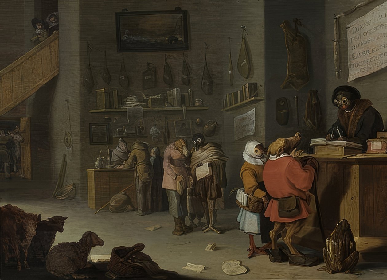 Spór o krowę kosztuje co najmniej jeden więcej (kto pozywa o krowę?). 1629 autorstwa Cornelis Saftleven