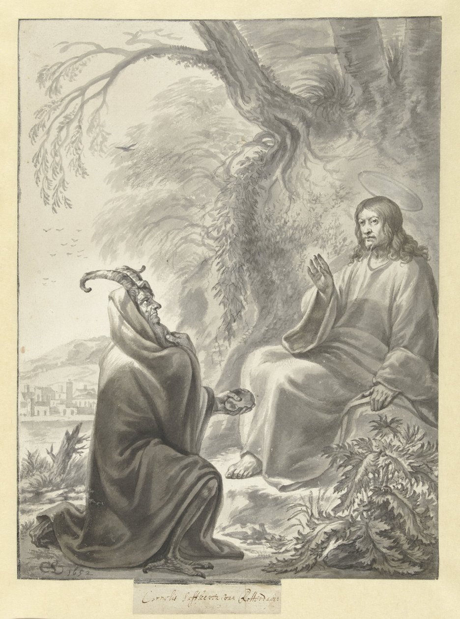 Kuszenie Chrystusa autorstwa Cornelis Saftleven