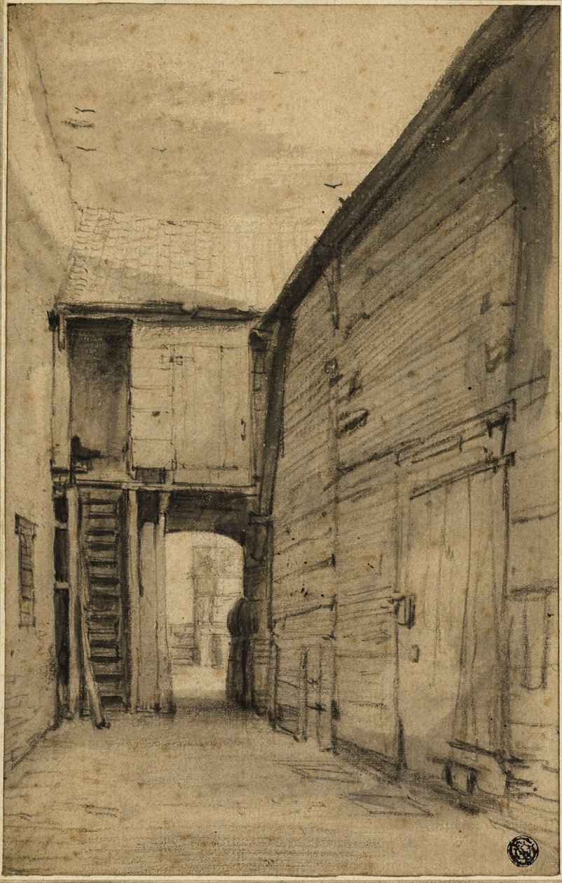 Dziedziniec starego domu autorstwa Cornelis Saftleven