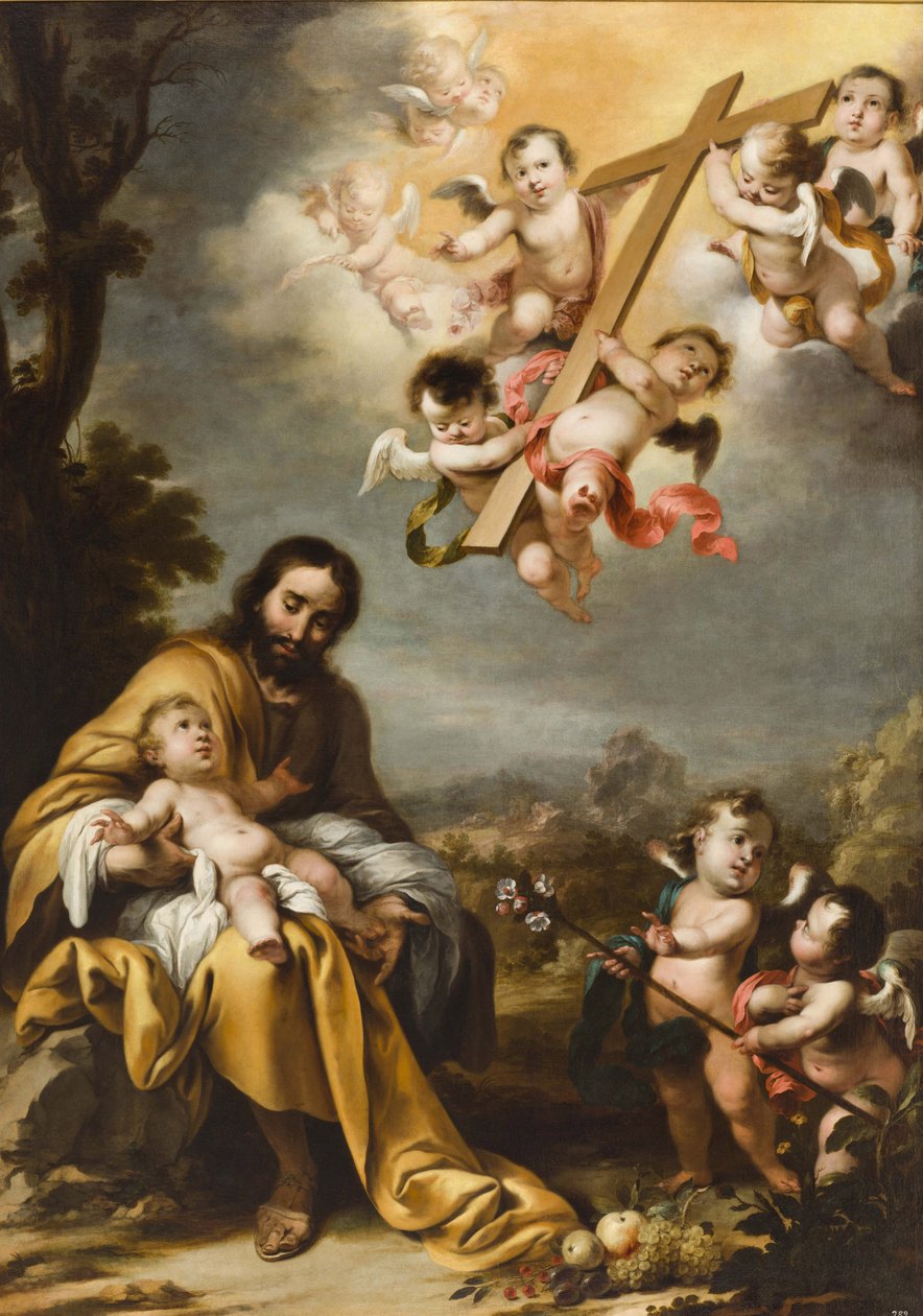 Św. Józef i Dzieciątko Jezus przed Krzyżem Świętym, ok. 1670. autorstwa Cornelis Schut the Younger