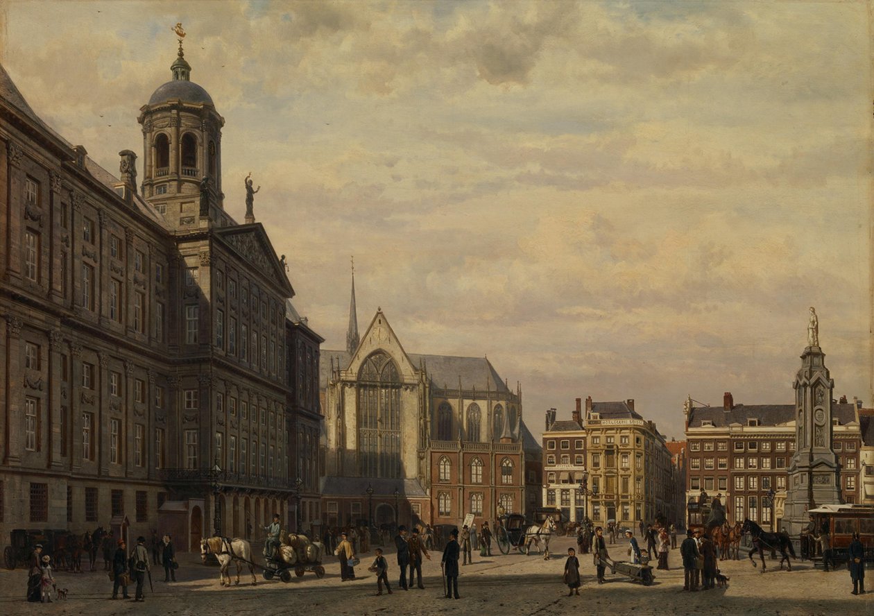 Plac Dam latem autorstwa Cornelis Springer