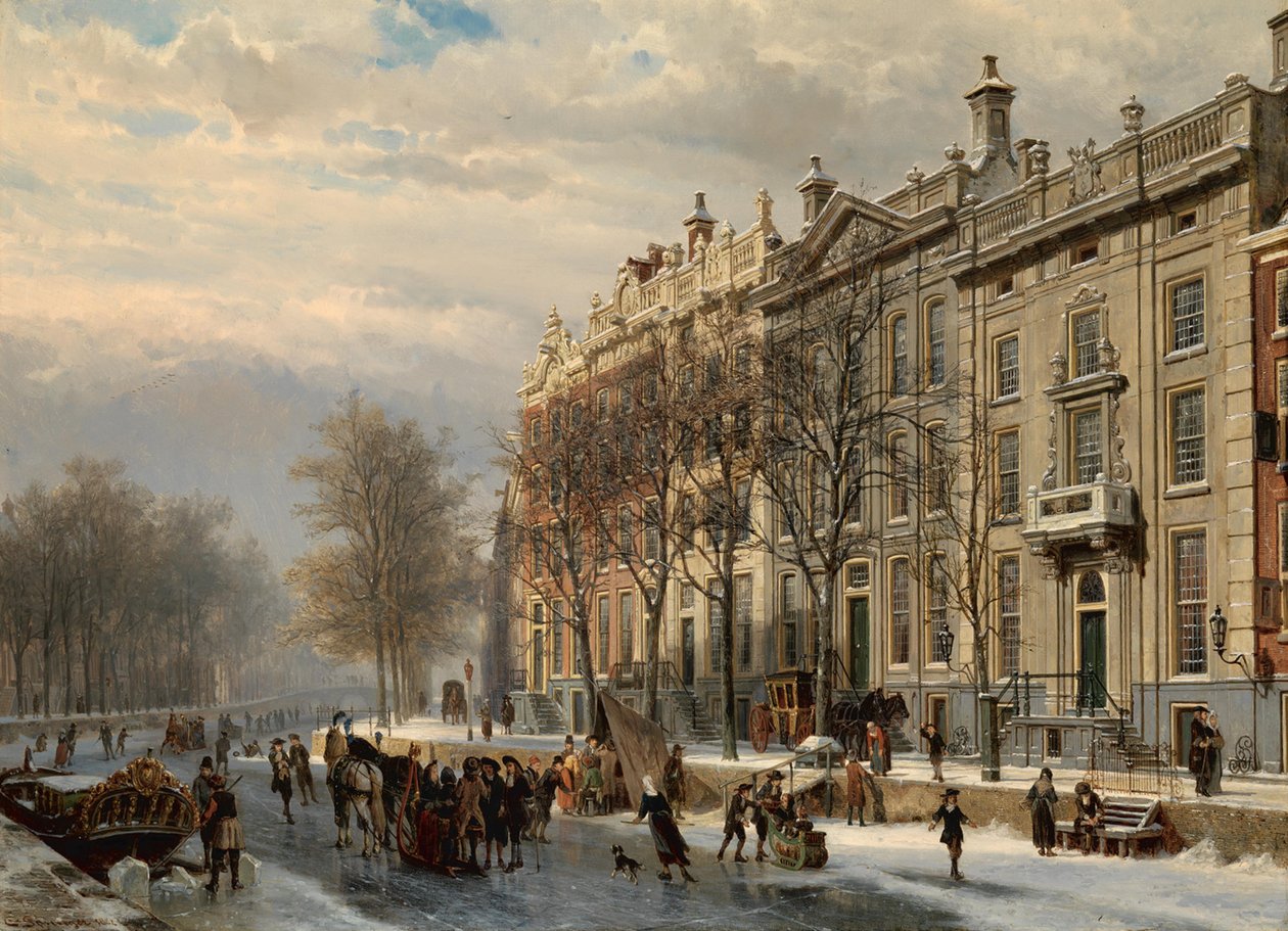 Zakręt kanału Herengracht autorstwa Cornelis Springer