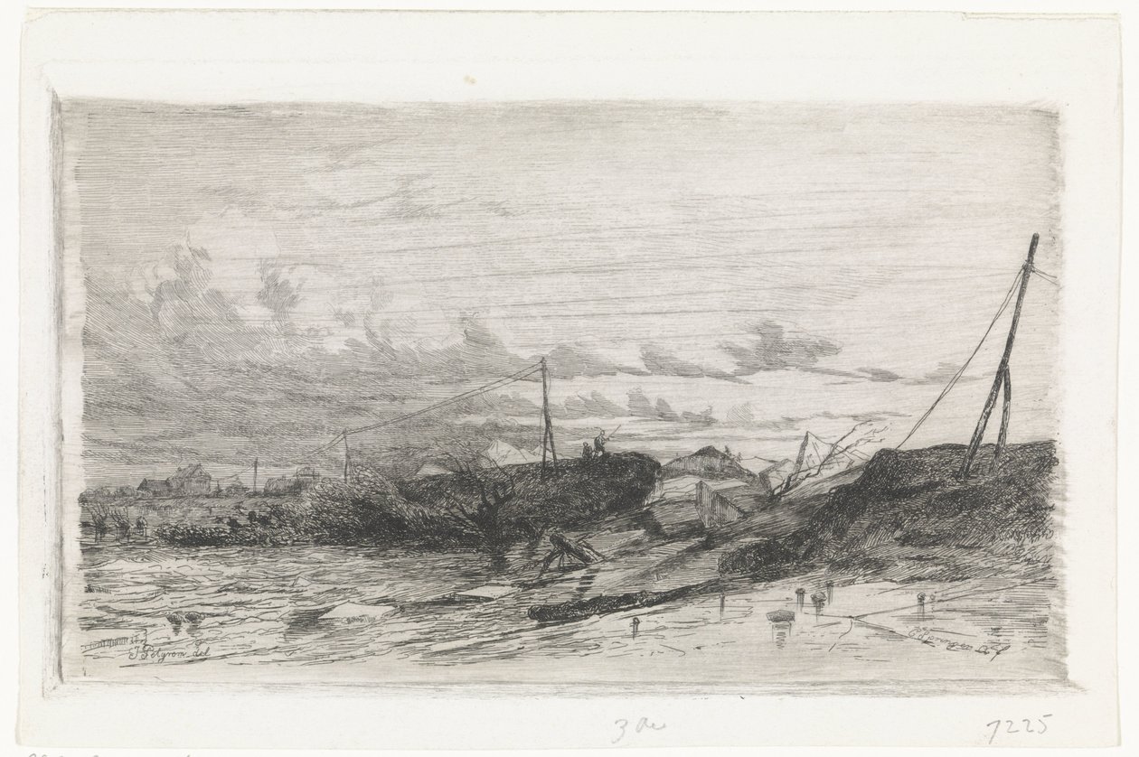 Przełamanie grobli w Arnhem, 1855 autorstwa Cornelis Springer