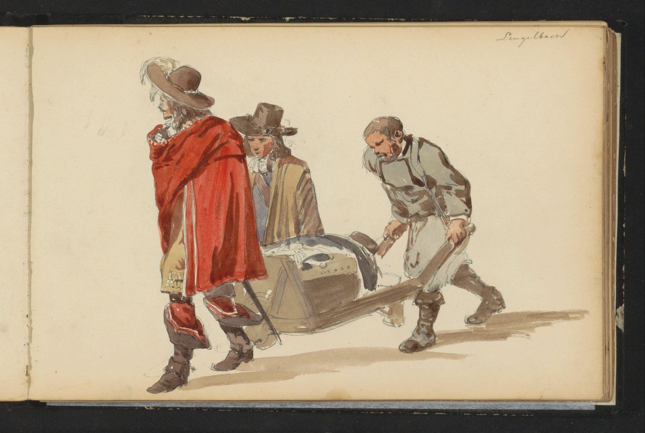 Grupa postaci w strojach z XVII wieku autorstwa Cornelis Springer
