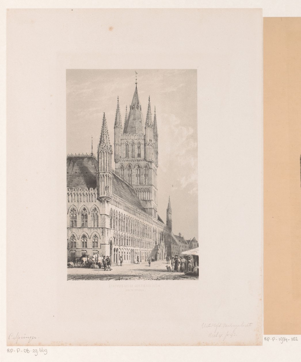 Sukiennice w Ypres Ratusz z XIII wieku (Halte Yperen) (tytuł na obiekcie) autorstwa Cornelis Springer