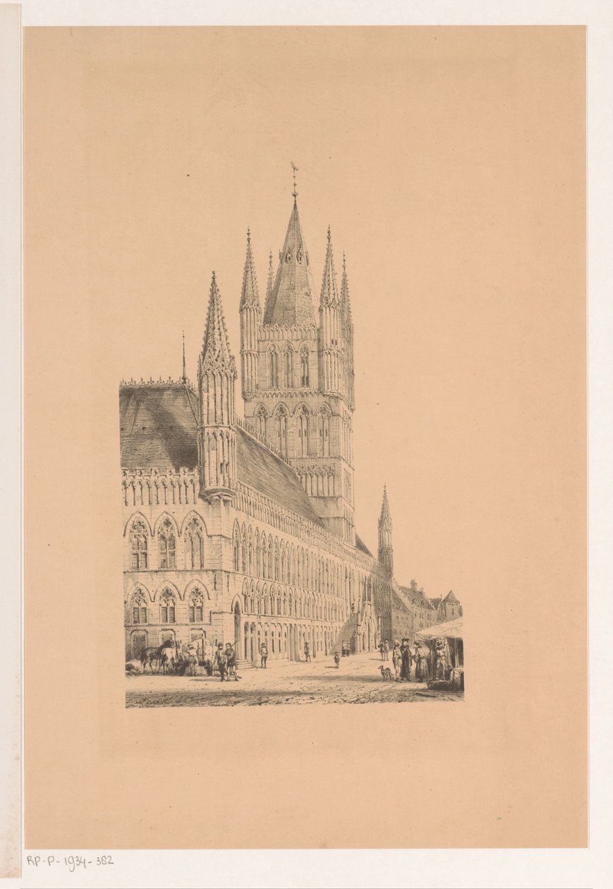 Sukiennice w Ypres Ratusz z XIII wieku (tytuł na obiekcie) autorstwa Cornelis Springer