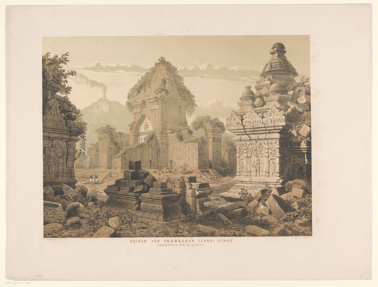 Ruiny Tjandi Sehoe Ruiny Prambanan. Tjandi Sewo. Rezydencja Surakarta (tytuł na obiekcie) autorstwa Cornelis Springer