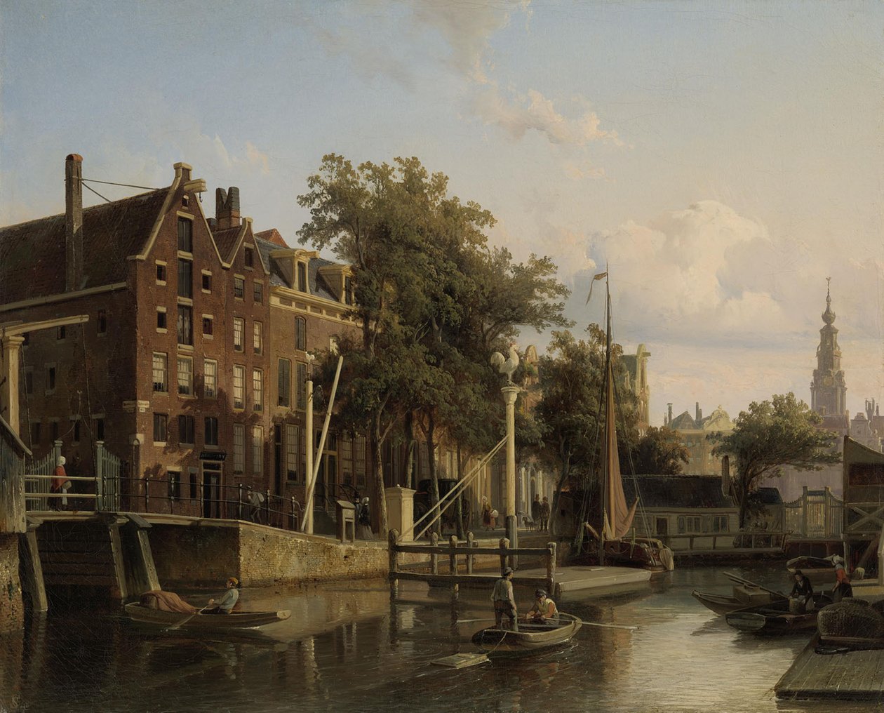 Widok miasta na Geldersekade przy Nieuwmarkt autorstwa Cornelis Springer
