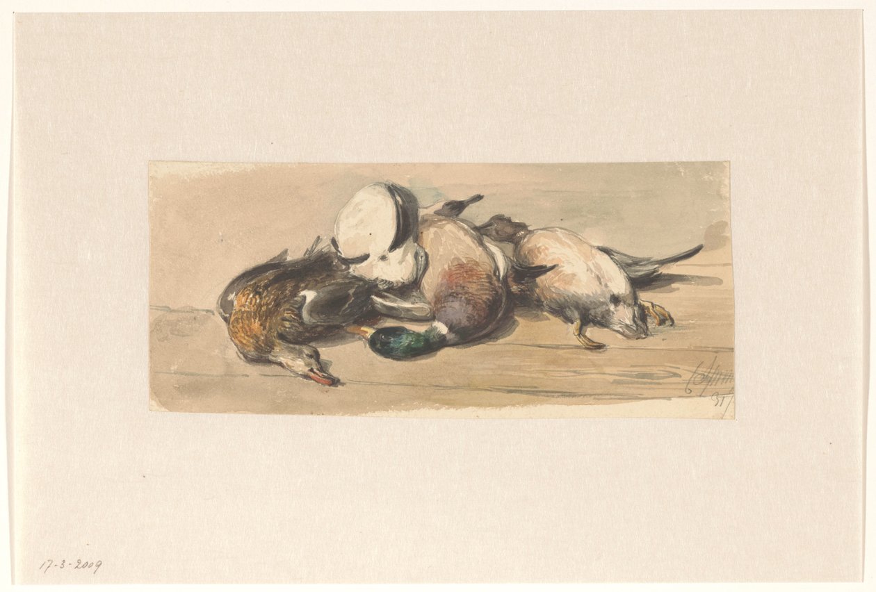Martwa natura z czterema kaczkami autorstwa Cornelis Springer