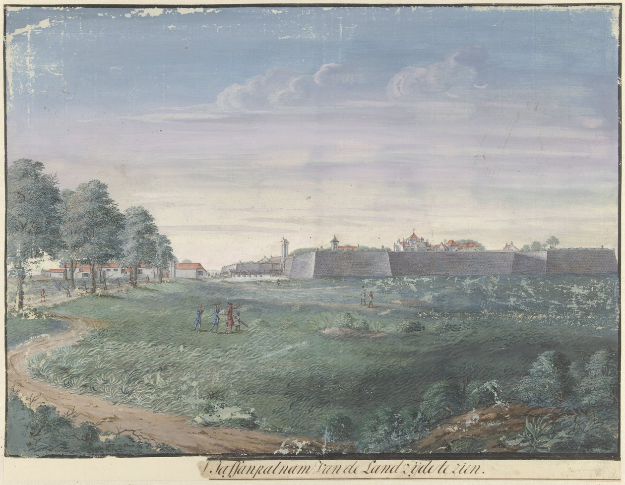 Fort Jaffnapatnam na Cejlonie [..]l Jaffanpatnam z Landside do zobaczenia (tytuł na obiekcie) autorstwa Cornelis Steiger