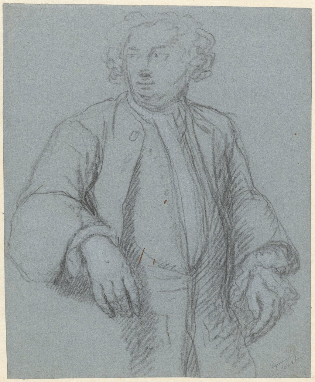Portret nieznanego mężczyzny w długim płaszczu, w trzech czwartych po lewej stronie autorstwa Cornelis Troost (attributed to)