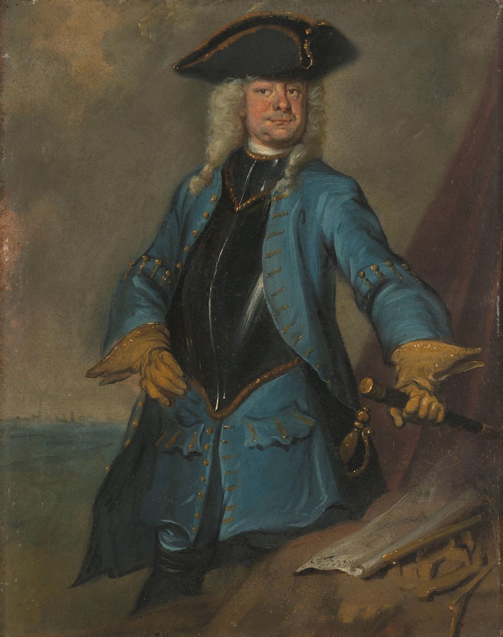 Gerrita Sichtermana (1688-1730). Kwatermistrz Generalny Kawalerii, pułkownik pułku piechoty Oranje-Groningen, komendant grobu autorstwa Cornelis Troost (signed by artist)