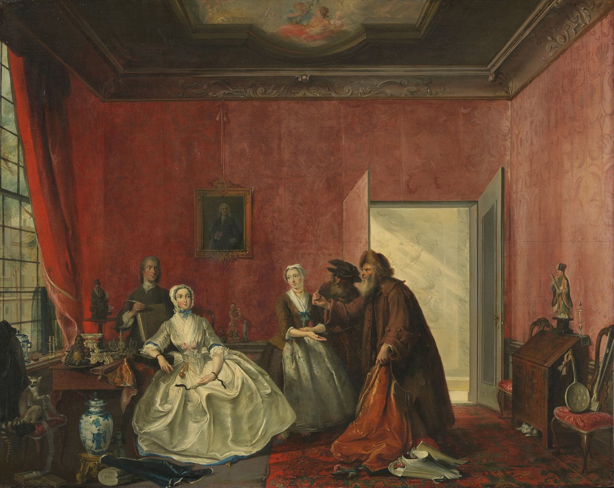 Joanna i żydowscy kupcy autorstwa Cornelis Troost (signed by artist)