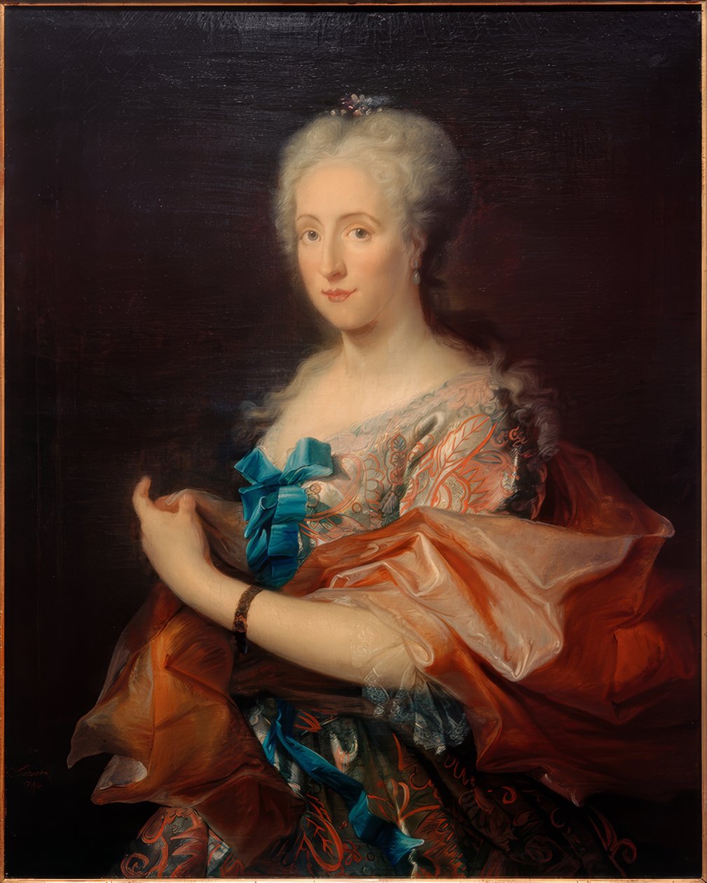 Portret damy, postać w trzech czwartych z lewej strony autorstwa Cornelis Troost