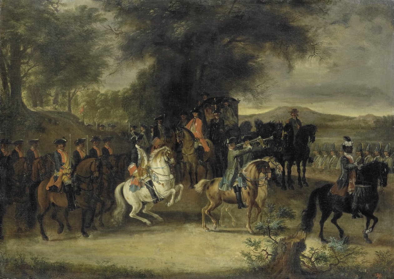 Inspekcja pułku kawalerii, być może przez Wilhelma Hesse-Homburg autorstwa Cornelis Troost