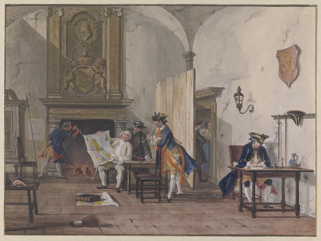 Oficerowie w pokoju wartowniczym autorstwa Cornelis Troost