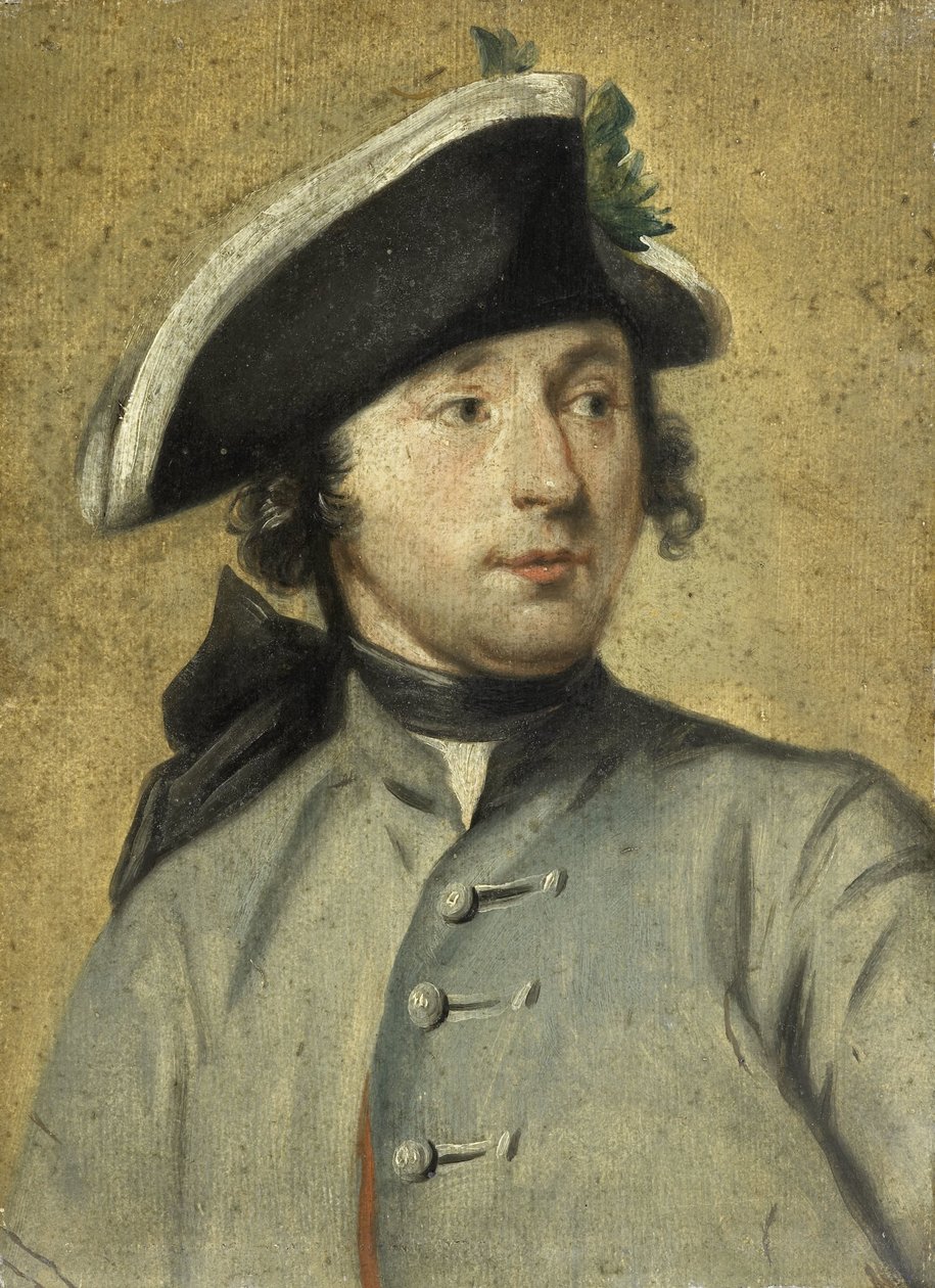 Portret Ludolfa Backhuysena II, malarza i dragona, wnuka malarza morskiego Ludolfa Backhuysena I autorstwa Cornelis Troost