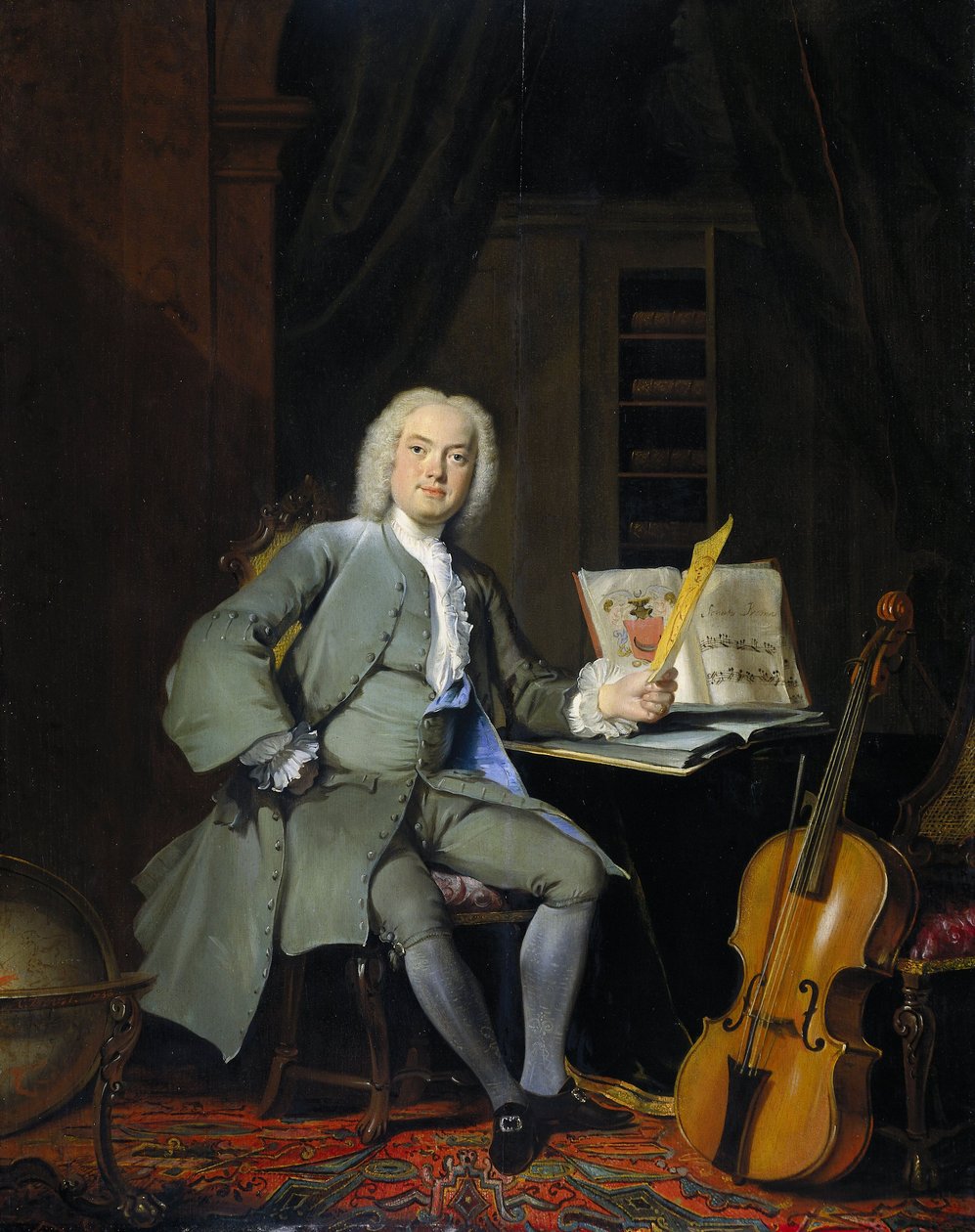 Portret członka rodziny Van der Mersch, 1736 autorstwa Cornelis Troost