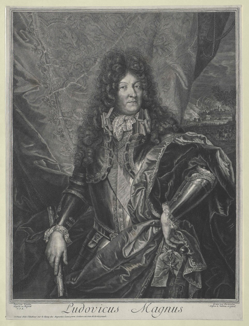 Król Francji Ludwik XIV (rycina) autorstwa Cornelis Vermeulen