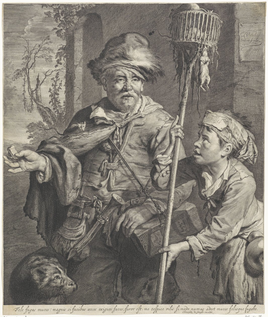 Pied Piper ze swoim sługą autorstwa Cornelis Visscher (II)