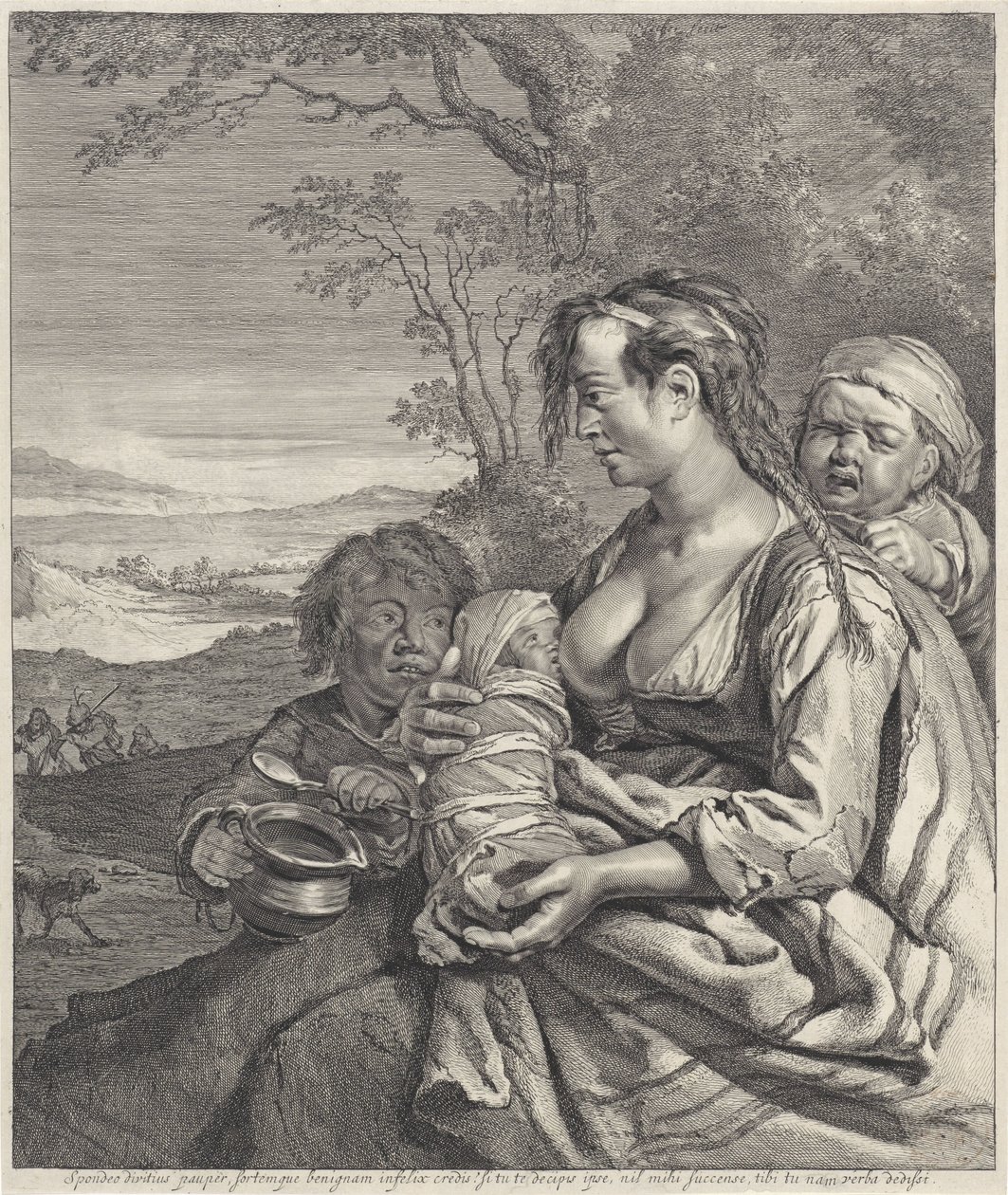 Heidi Obiecuję, że bogatsi biedni (...) słowa, które podałem (tytuł na przedmiocie) autorstwa Cornelis Visscher (II)