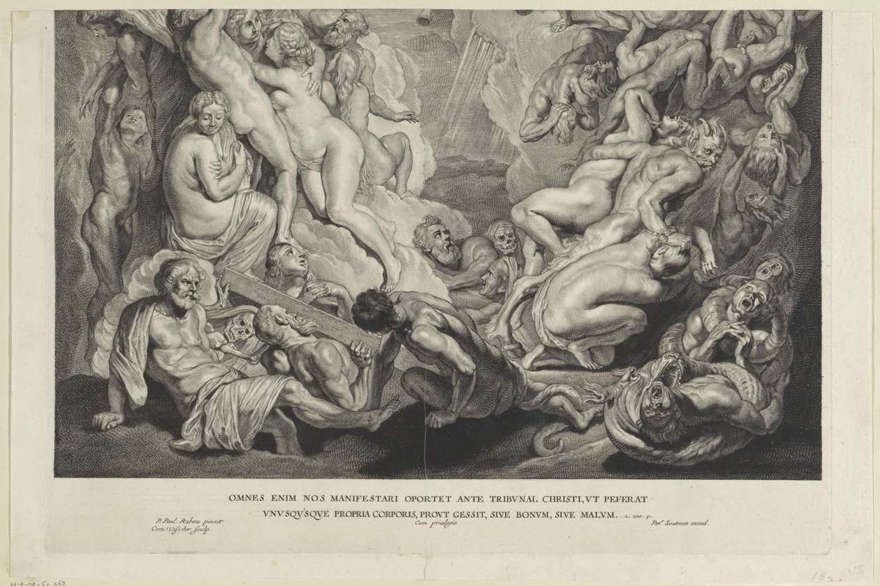 Sąd Ostateczny (dolna płyta) autorstwa Cornelis Visscher (II)
